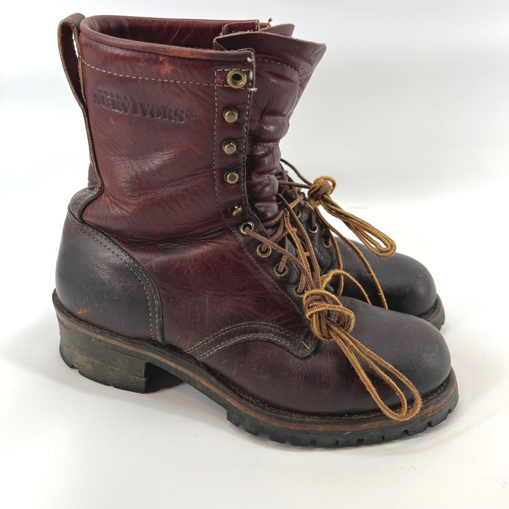 Oxblood Leather Work Boots  size 8
